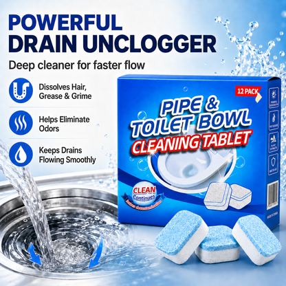🔥 FINAL 3 HOURS💥🫧Drain Cleaning Tablets 12 Pack For Sinks, Showers & Washing Machines