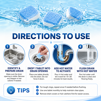 🔥 FINAL 3 HOURS💥🫧Drain Cleaning Tablets 12 Pack For Sinks, Showers & Washing Machines