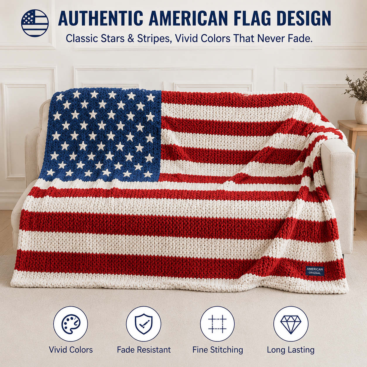 🇺🇸❤️American Flag Flannel Blanket — Ultra-Soft Flannel | Non-Shedding | Suitable for All Seasons