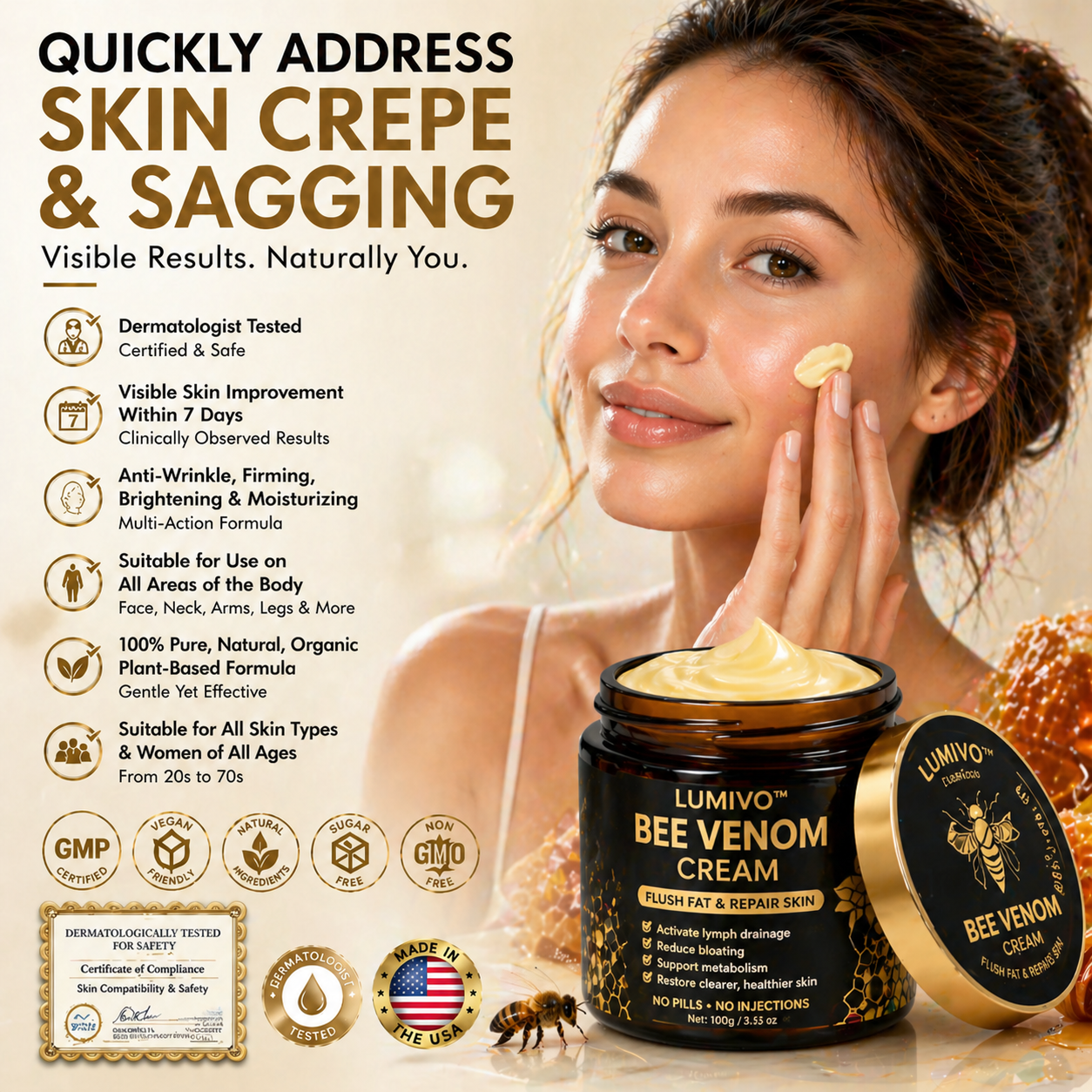 LUMIVO™ Advanced Bee Venom Skin Restoration Cream 🐝 (🔥EXCLUSIVE OFFER - 80% OFF TODAY ONLY) ✨👩‍🔬